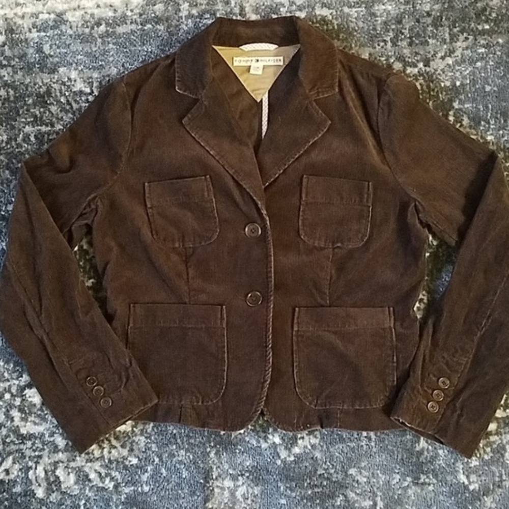 Tommy Hilfiger Dark Brown Corduroy Women's Blazer Jacket